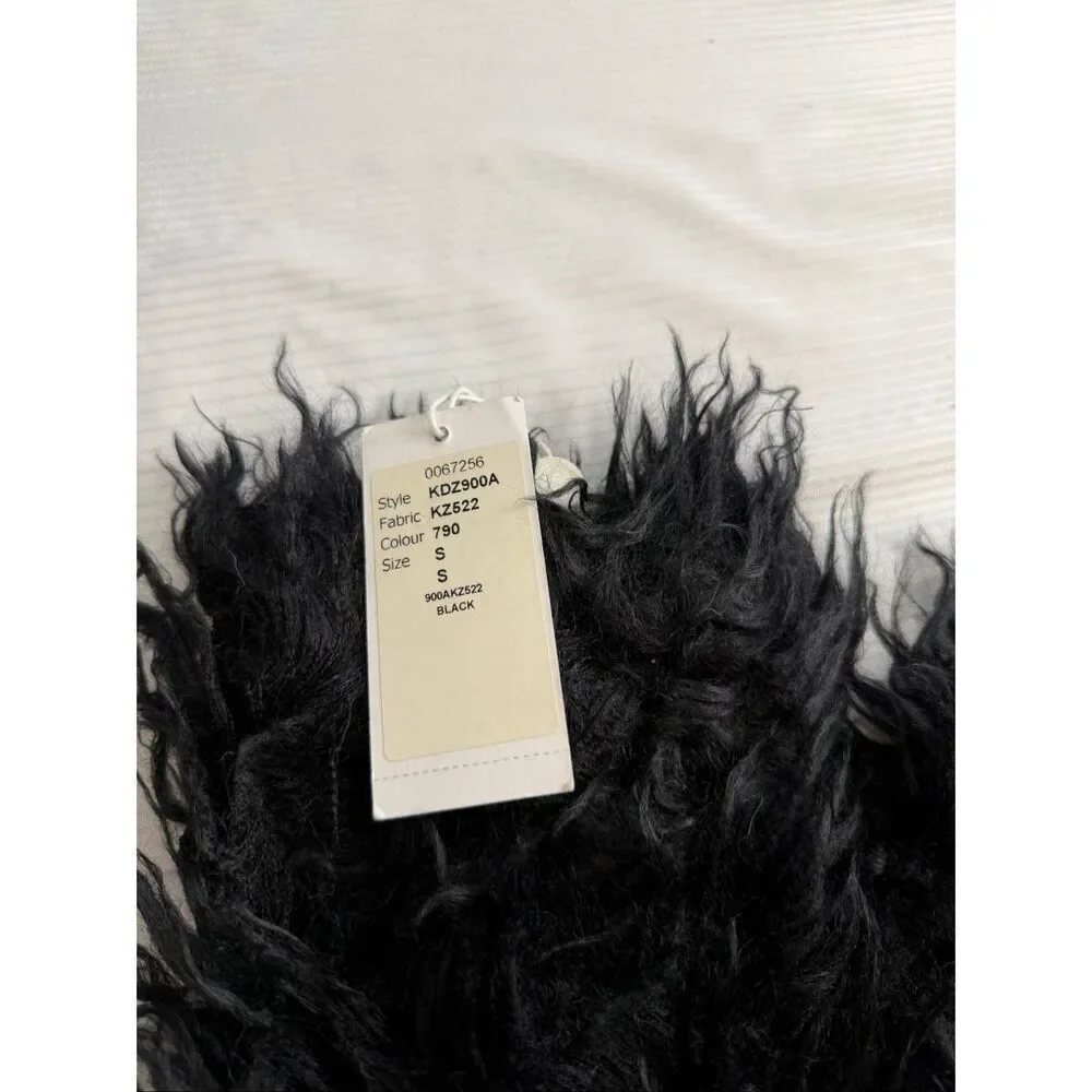 NWT Michael Kors Black Leather Mohair Gloves Size Small New